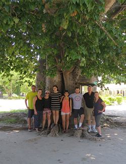 group photo with baobab tree