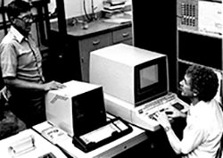 Ron Danner working at a first-generation computer